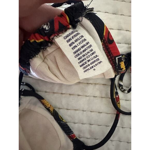 Vintage Budweiser Triangle String Bikini Top Only King Of Beer Bud Navy Swim - Picture 10 of 13